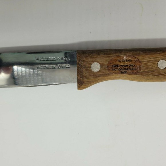 Set of 4 Serrated Steak Knives w/wooden block - Picture 3 of 8